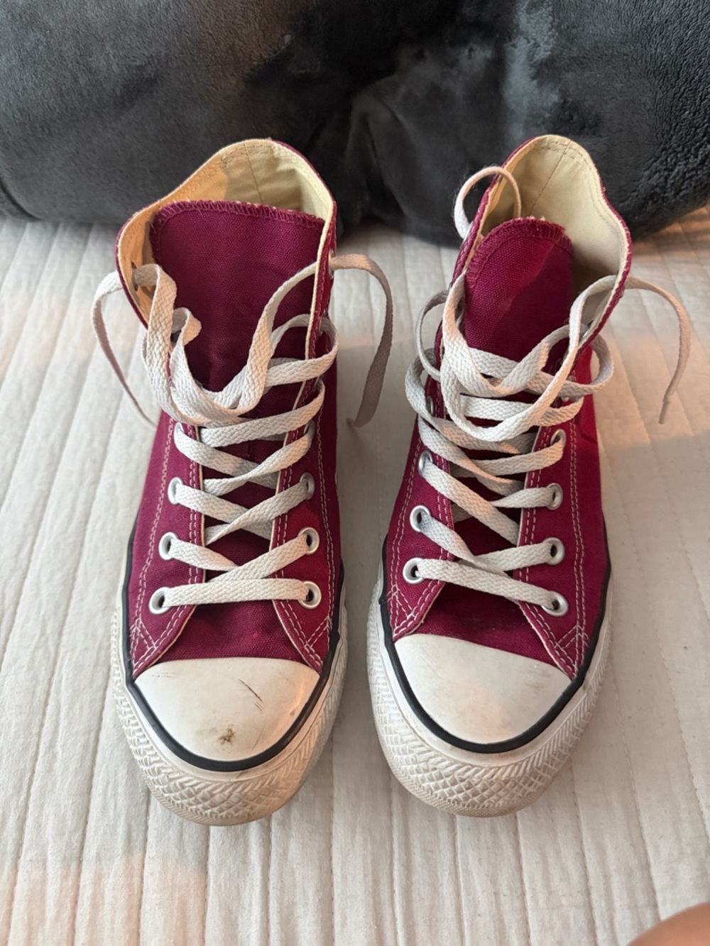 High-Top Canvas Sneakers in Burgundy